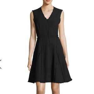 NWT {Rebecca Taylor} Tweed Dress Black V Neck